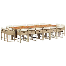 vidaXL Ensemble à manger de jardin et coussins 17 pcs beige