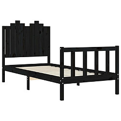 Maison Chic Lit adulte - Cadre Structure de lit avec tête de lit Contemporain noir 90x190 cm bois massif -MN56725 pas cher