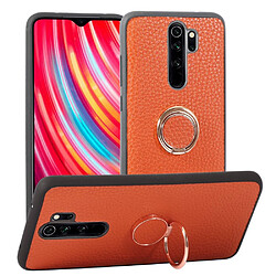 Coque en TPU + PU texture litchi avec béquille pour votre Xiaomi Redmi Note 8 Pro - orange