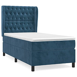 Maison Chic Lit Adulte - Lit simple Lit à sommier tapissier et matelas moelleux - Meuble de Chambre - Bleu foncé 80x200 cm Velours -MN90725