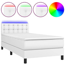 Sommier à lattes et LED,Cadre à lattes de lit avec matelas pour Adulte Blanc 100x200 cm -MN73730