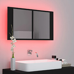 Acheter Maison Chic Armoire à miroir de salle de bain,Meuble de rangement,Meuble bas de bain LED Noir 80x12x45 Acrylique -GKD256536