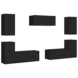 Maison Chic Ensemble de meubles TV 7 pcs | Banc TV Moderne pour salon | Meuble de Rangement - Noir Aggloméré -MN94391