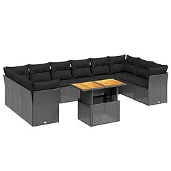 Maison Chic Salon de jardin 11 pcs avec coussins, Ensemble Tables et chaises d'extérieur noir résine tressée -GKD970821