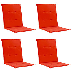 Decoshop26 lot de 4 coussins de chaise de jardin 100% polyester imperméable rouge 100 x 50 x 3 cm DEC021687