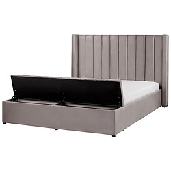 Beliani Lit double en velours gris avec banc coffre 160 x 200 cm NOYERS