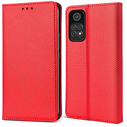 Moozy Étui à rabat pour Xiaomi Redmi Note 11 Pro 5G/4G, Rouge – Étui portefeuille à rabat magnétique intelligent avec porte-cartes et support, emplacements pour cartes de crédit, fonction béquille