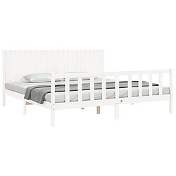 Acheter Maison Chic Lit adulte - Cadre Structure de lit avec tête de lit Contemporain blanc 200x200 cm bois massif -MN47439