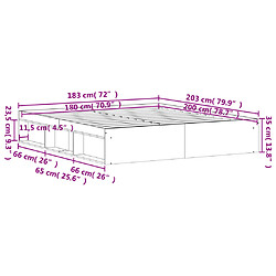 Vidaxl Cadre de lit chêne Sonoma 180x200 cm super king pas cher