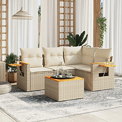 Maison Chic Salon de jardin avec coussins 5 pcs | Ensemble de Table et chaises | Mobilier d'Extérieur beige résine tressée -GKD89159