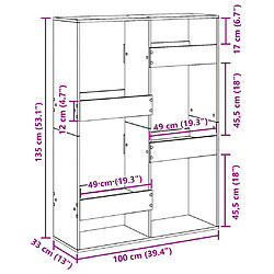 vidaXL Cloison de séparation noir 100x33x135 cm bois ingénierie pas cher