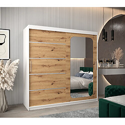 Abiks Meble Armoire PROMO V2 À Portes Coulissantes 200/200/62 2 Portes (Blanc/Artisan)