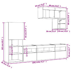 vidaXL Unités murales TV avec LED 6 pcs chêne fumé bois d'ingénierie pas cher