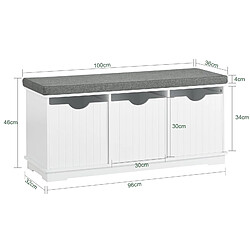 Acheter SoBuy FSR30-W Banc de Rangement avec 3 cubes et coussin rembourré Meuble d'Entrée