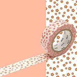 Masking tape fleurs rouge sur fond blanc - 1,5 cm x 7 m