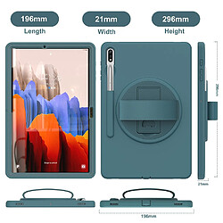 Coque en TPU hybride avec béquille rotative à 360° et porte-stylo vert nuit pour votre Samsung Galaxy Tab S7 Plus T970/T975