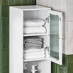 Avis SoBuy BZR118-W Meuble Colonne de Salle de Bain Étagère étroite Armoire Haute Placard de Rangement avec 2 Portes en Verre, 2 Compartiments Ouverts