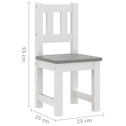 vidaXL Ensemble de table et chaises enfants 3 pcs Blanc et gris MDF pas cher