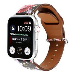 Wewoo Pour Apple Watch Series 5 & 4 44 mm / 3 & 2 & 1 42 mm Bracelet de montre à floral noir rose