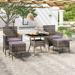 Maison Chic Meubles à dîner jardin 5pcs,Mobilier d'extérieur Résine tressée et verre trempé Gris -GKD989852