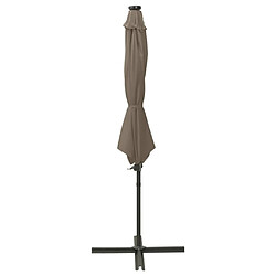 ComfortXL Parasol Déporté Avec Mât Et Lumières LED Taupe 300 Cm