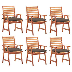 vidaXL Chaises à manger d'extérieur lot de 6 et coussins Acacia massif