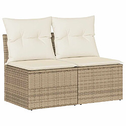 vidaXL Salon de jardin avec coussins 2 pcs beige résine tressée acacia