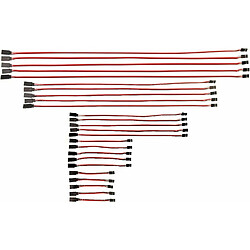 Kit de 25 Câbles d’Extension de Servo - Style JR Mâle à Femelle - 26 AWG - Différentes Longueurs (10cm, 15cm, 30cm, 50cm, 60cm)