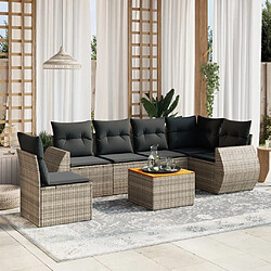 Maison Chic Salon de jardin avec coussins 7 pcs, Ensemble Tables et chaises de jardin, gris résine tressée -GKD726016