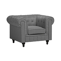 Beliani Fauteuil CHESTERFIELD Tissu Gris clair