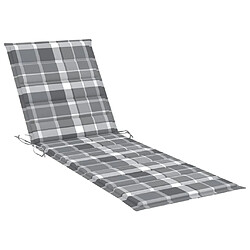 Avis vidaXL Chaise longue avec coussin carreaux gris Bois de pin imprégné