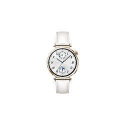 Montre connectée Huawei Watch GT 5 41 mm doré en acier inoxydable avec bracelet en cuir reconstitué Blanc