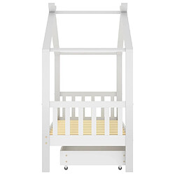 Avis vidaXL Cadre de lit enfant avec tiroir blanc pin massif 80x160 cm