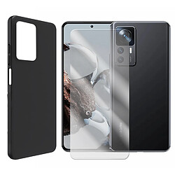 Visiodirect Coque de protection souple silicone Noir + Lot de 2 verre trempé pour Xiaomi 12T Pro 5G 6.67" 22081212UG