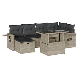 vidaXL Salon de jardin avec coussins 7 pcs gris clair résine tressée