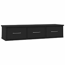 Maison Chic Étagère murale flottante,Etagère de rangement avec tiroirs Noir 88x26x18,5 cm Aggloméré -MN90691