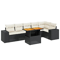 Maison Chic Ensemble Tables et chaises d'extérieur 7pcs avec coussins,Salon de jardin noir résine tressée -GKD622660