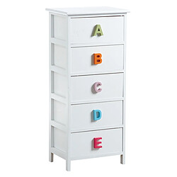 Aubry Gaspard Commode chambre enfant alphabet 5 tiroirs 5 tiroirs.