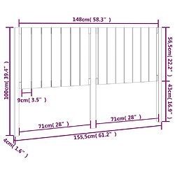 Acheter vidaXL Tête de lit Marron miel 155,5x4x100 cm Bois massif de pin