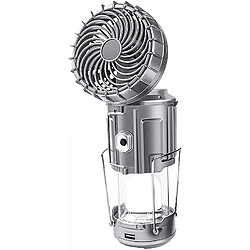 (Argent) Lanterne De Camping Solaire 6 En 1 Avec Ventilateur Led Lampe De Randonnée Lampe De Pêche Extérieure Portable