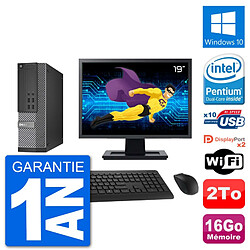 PC Dell 7020 SFF Ecran 19" Intel G3220 RAM 16Go Disque Dur 2To Windows 10 Wifi - Occasion