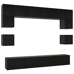 vidaXL Ensemble de meuble TV 8 pcs Noir Bois d'ingénierie