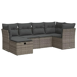 vidaXL Salon de jardin 6 pcs avec coussins gris résine tressée