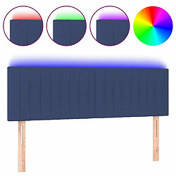 Maison Chic Tête de lit scandinave à LED,meuble de chambre Bleu 144x5x78/88 cm Tissu -MN30096