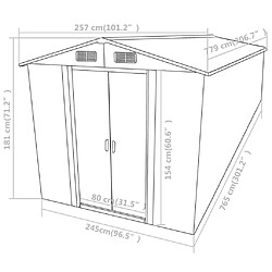 vidaXL Abri de jardin Anthracite 257x779x181 cm Acier galvanisé pas cher