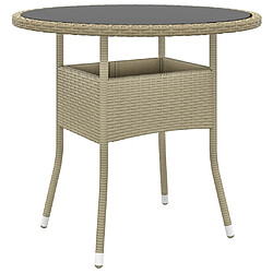 Salle à manger de jardin 3 pcs,Table et chaise à dîner Résine tressée Beige -MN83822 pas cher