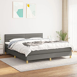 Maison Chic Lit Adulte - Lit simple Lit à sommier tapissier avec matelas moelleux - Meuble de Chambre - Gris foncé 180x200cm Tissu -MN27882