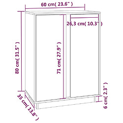 vidaXL Buffet Noir 60x35x80 cm Bois massif de pin pas cher