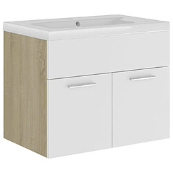 vidaXL Armoire d'évier et lavabo intégré Blanc/chêne sonoma Aggloméré