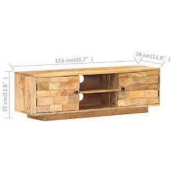 vidaXL Meuble TV 116x30x35 cm Bois de manguier solide pas cher